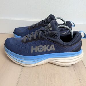 Hoka One One Bondi 8 Mens 10 D Navy Blue Cushioned Running Shoes 1123202 OSAA